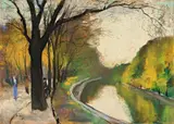 Lesser Ury, Am Landwehrkanal, Berlin, Um 1915, Pastell auf Pappe