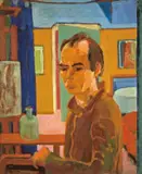 Max Kaus, Selbstbildnis, 1924, Öl auf Leinwand, vom Künstler auf Hartfaser aufgezogen