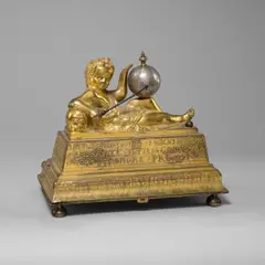 Augsburg, Tischuhr mit Vanitas-Darstellung aus dem Umkreis von Jörg Fronmiller, Um 1580, Bronze, feuervergoldet; Silber