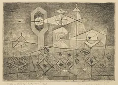 František Hudeček, Vigilant Landscape, 1945, etching, paper