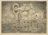 František Hudeček, Vigilant Landscape, 1945, etching, paper