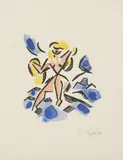 Václav Špála, Bathing, Around 1927, coloured linocut, paper