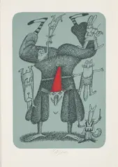 Adolf Born, Clown with a Red Hat, 1983, serigraphy, paper
