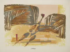 Flying Bird by Oldřich Jelínek, 1990s, lithography, paper, sold Mar 2025