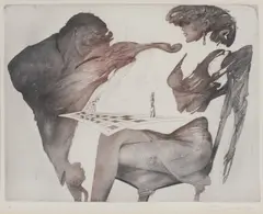Karel Demel, Chess Game, 1987, etching, paper