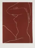 Red Nude by Ota Janeček, 1980s, linocut, paper, sold Mar 2025