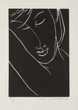Sleeping Girl by Ota Janeček, 1988, linocut, paper, sold Mar 2025
