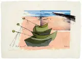 Maria Escobedo, Catapultas para Cocos, 1994, Acrylic, ink, graphite, and paper collage