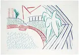 David Hockney, My Pool and Terrace (from Eight by Eight to Celebrate the Temporary Contemporary Portfolio), 1983, Color etching and aquatint on paper