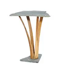 Jim Ganzer, Neferure (Ganzer stand), 1981, Neferure: Slate, palm fronds, epoxy; Drawing: Colored pencil on paper