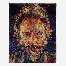 Chuck Close, Lucas/Rug, 1993, hand-loomed silk on linen warp