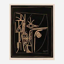 Pablo Picasso, Tête, 1963, linocut in colors on Arches