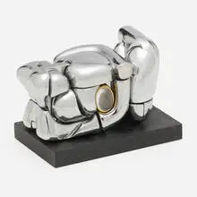 Mini Maria by Miguel Berrocal, 1968-1969, nickel-plated Zamak, moonstone, acrylic, sold Oct 2022