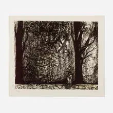 Figures in a Forest by Henry Moore, 1976, lithograph in colors, sold Oct 2022