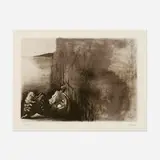 Henry Moore, Reclining Figure with Cliff Background, 1976, lithograph in colors