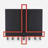 Robert Longo, End of the Season, 1989, linoleum covered plywood multiple with red lacquered aluminium and seven chrome-plated oval copper forms