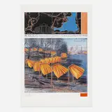 Christo, The Gates, Project for Central Park, VIII, New York City, 2003, offset lithograph in colors, fabric swatch
