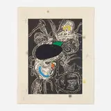 Joan Miró, Plate III (from the Espriu-Miró portfolio), 1975, etching and aquatint with carborundum in colors on Guarro