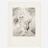 Venus (La naissance de Venus, Aphrodite) (from the Mythologie portfolio) by Salvador Dalí, 1963, etching and aquatint, sold Oct 2022