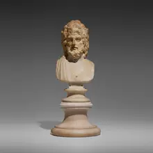 Roman Style, Bust of a Bearded Deity, probably Aesculapius, carved marble