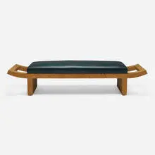 Samuel Marx, Bench, c. 1950, oak veneer, leather upholstery