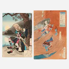 Tsukioka Yoshitoshi, Two works, woodblock print in colors