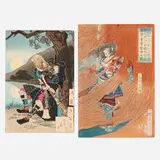 Tsukioka Yoshitoshi, Two works, woodblock print in colors