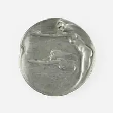 attribution Gustav Gurschner, Art Nouveau plate with swimming nude maidens, c. 1886-1906, cast iron