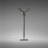 South Indian, Crutch dagger (Zafar Takieh) with mythological animal, iron, patinated bronze
