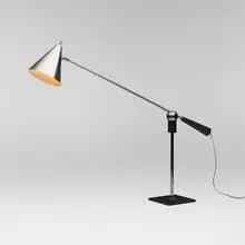 Gilbert Watrous, Adjustable desk lamp, c. 1952, enameled aluminum, chrome-plated steel, enameled steel