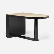 Modern, Desk, c. 1940, lacquered wood, goat skin