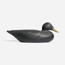 Augustus (Gus) Aaron Wilson, Black Duck decoy, c. 1920, carved and painted pine