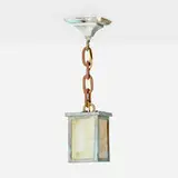 Arts & Crafts, Hanging lantern, steel, slag glass, bronze