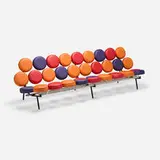 George Nelson & Associates, Marshmallow-style sofa, vinyl, enameled steel, chrome-plated steel, brushed aluminum