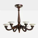 Maurice Dufrène, Chandelier, c. 1925, carved, stained and silvered walnut, alabaster