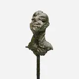 Brutalist, Bust of a Man, bronze, rebar
