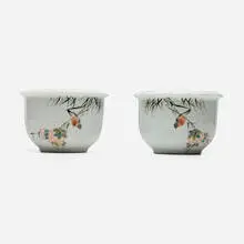 attribution Yucen Liu, Qianjiang planters, pair, glazed porcelain