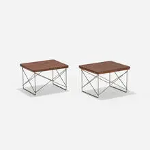 LTRs, pair by Charles and Ray Eames, 1950, walnut plywood, zinc-plated steel, sold Sep 2016