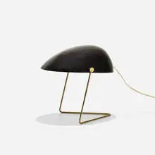 Gerald Thurston, table lamp, c. 1955, brass-plated steel, acrylic