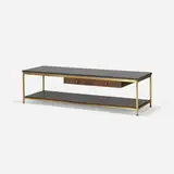 Paul McCobb, coffee table, 1954, mahogany, marble, brass