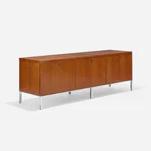 cabinet by Florence Knoll, c. 1960, stained walnut, chrome-plated steel, aluminum, sold Sep 2016