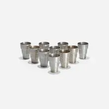 Russel Wright, cups, set of ten, c. 1930, spun aluminum