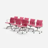 Aluminum Group office chairs, set of eight by Charles and Ray Eames, 1958, cast aluminum, leather, sold Sep 2016