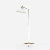 Paul McCobb, floor lamp, 1953, brass, enameled aluminum