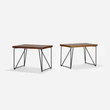 occasional tables, pair by Luther Conover, c. 1955, mahogany, enameled steel, sold Sep 2016