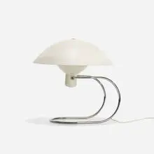 Anywhere lamp by Greta von Nessen, 1952, enameled aluminum, chrome-plated steel, sold Sep 2016