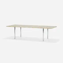 coffee table by Erwine & Estelle Laverne, 1953, travertine, chrome-plated steel, sold Sep 2016