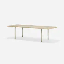 coffee table by Erwine & Estelle Laverne, 1953, travertine, chrome-plated steel, sold Sep 2016