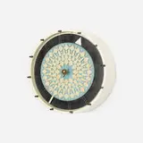 George Nelson & Associates, rare Compass wall clock, model 2278 from the Motion Notion series, 1959, enameled aluminum, transfer-print on acrylic, enameled steel, enameled brass, brass, monofilament line
