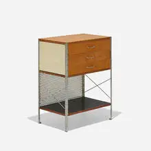 Charles and Ray Eames, ESU 270-N, 1950, birch plywood, zinc-plated steel, lacquered Masonite, lacquered plywood, rubber